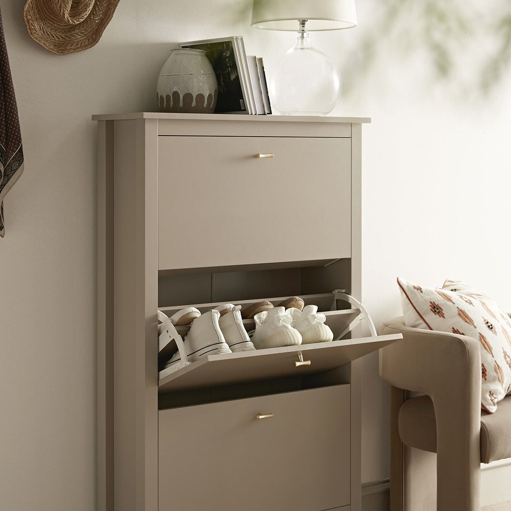 Oakham 3-Tier Shoe Cabinet, Deep Greige
