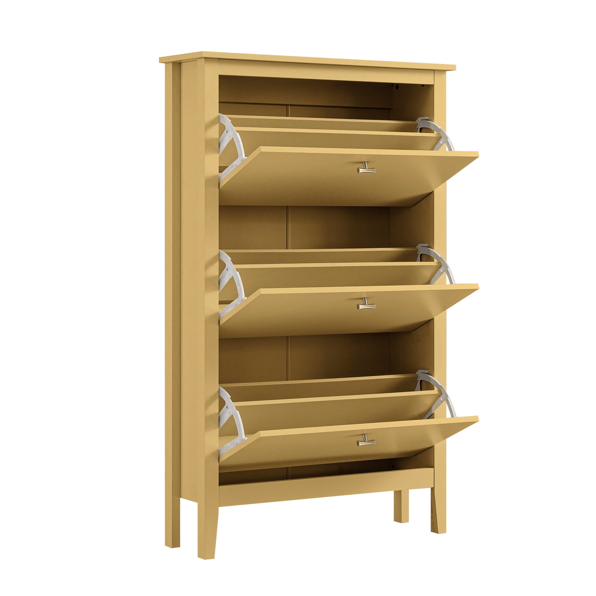 Oakham 3-Tier Shoe Cabinet, Rattan Yellow