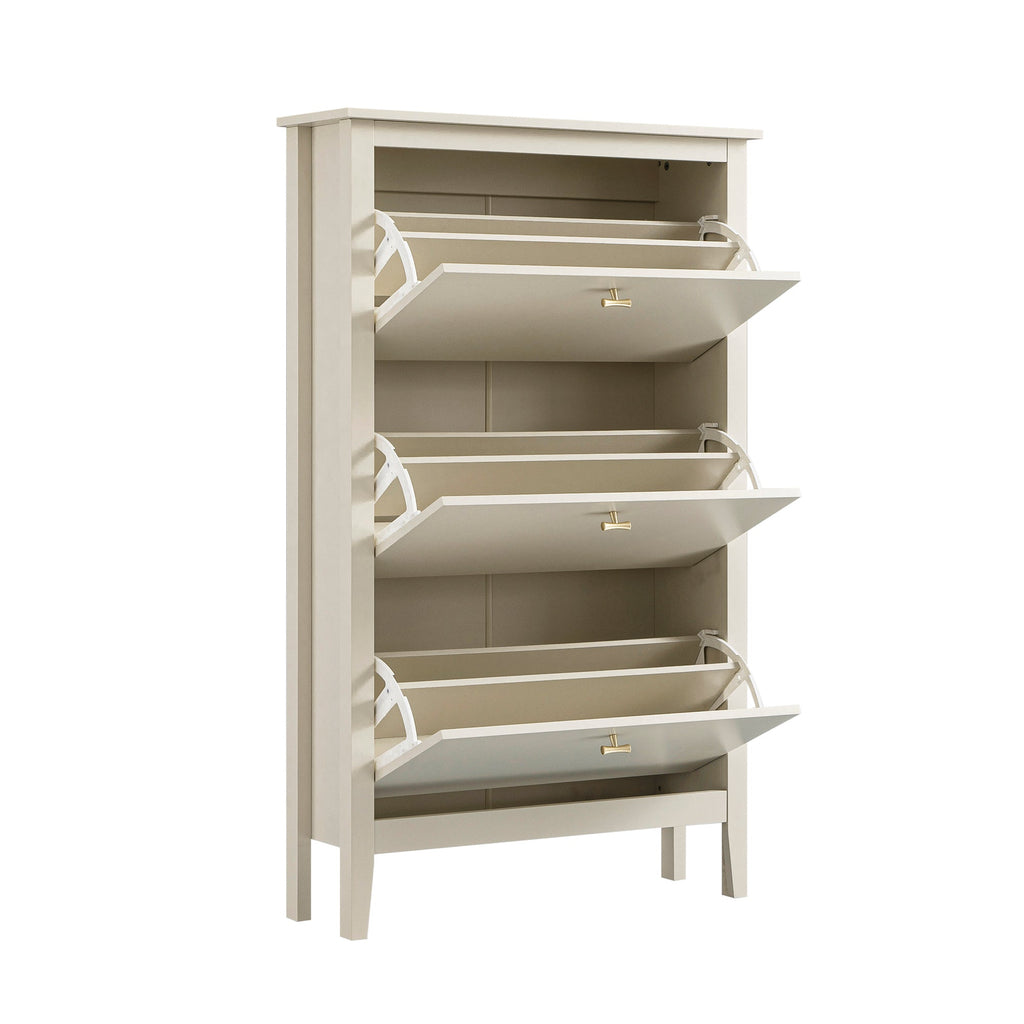 Oakham 3-Tier Shoe Cabinet, Shaded White