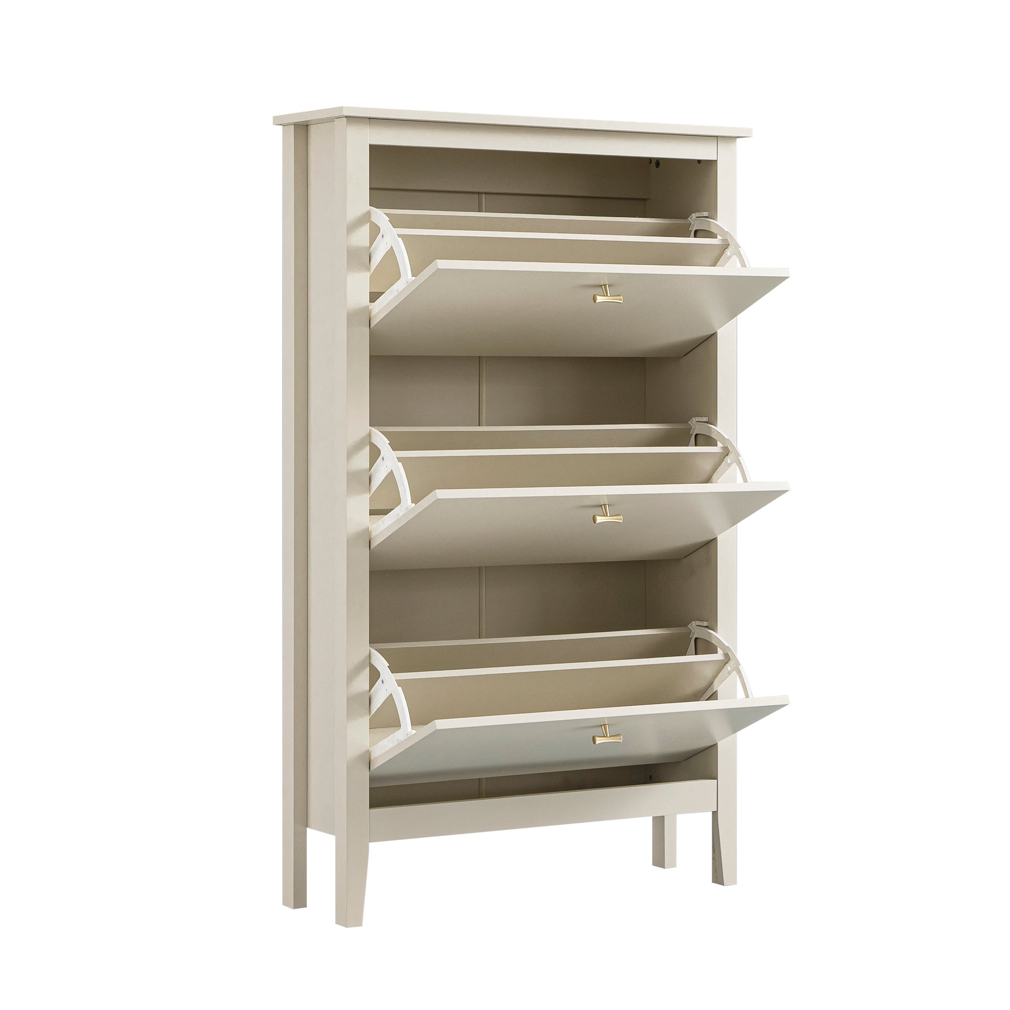 Oakham 3-Tier Shoe Cabinet, Shaded White