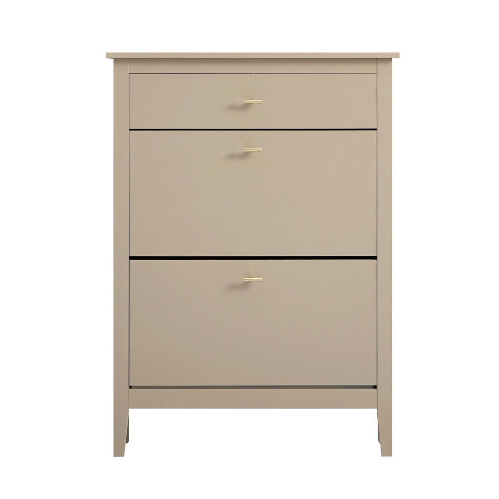 Oakham 2-Tier Shoe Cabinet with Top Drawer, Deep Greige