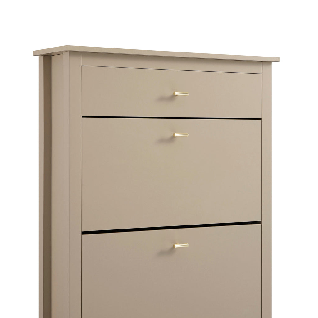 Oakham 2-Tier Shoe Cabinet with Top Drawer, Deep Greige