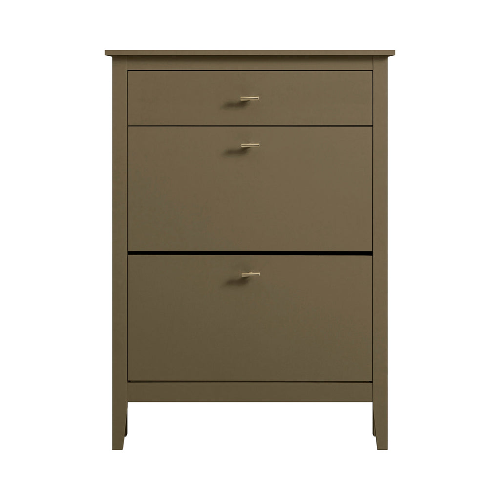 Oakham 2-Tier Shoe Cabinet with Top Drawer, Olive Grove