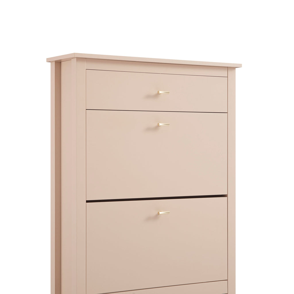 Oakham 2-Tier Shoe Cabinet with Top Drawer, Nude Pink