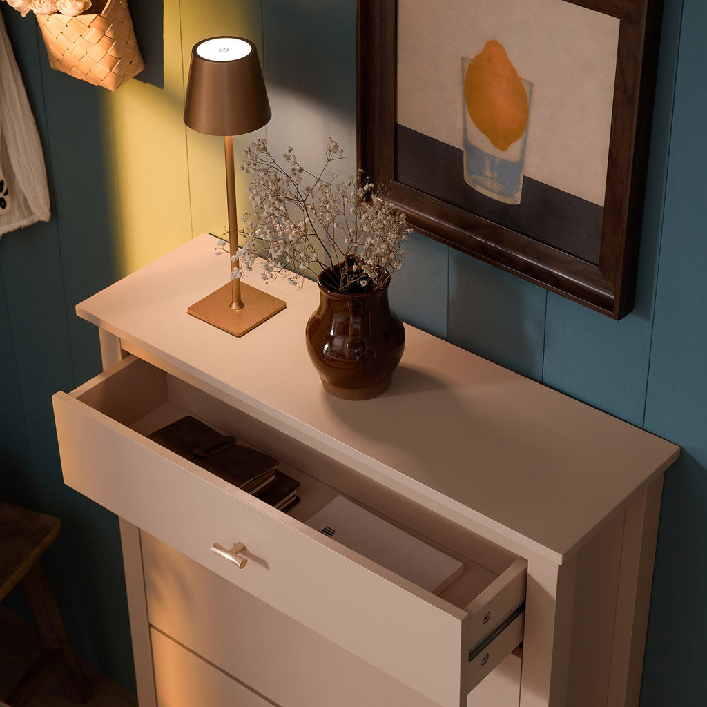 Oakham 2-Tier Shoe Cabinet with Top Drawer, Nude Pink