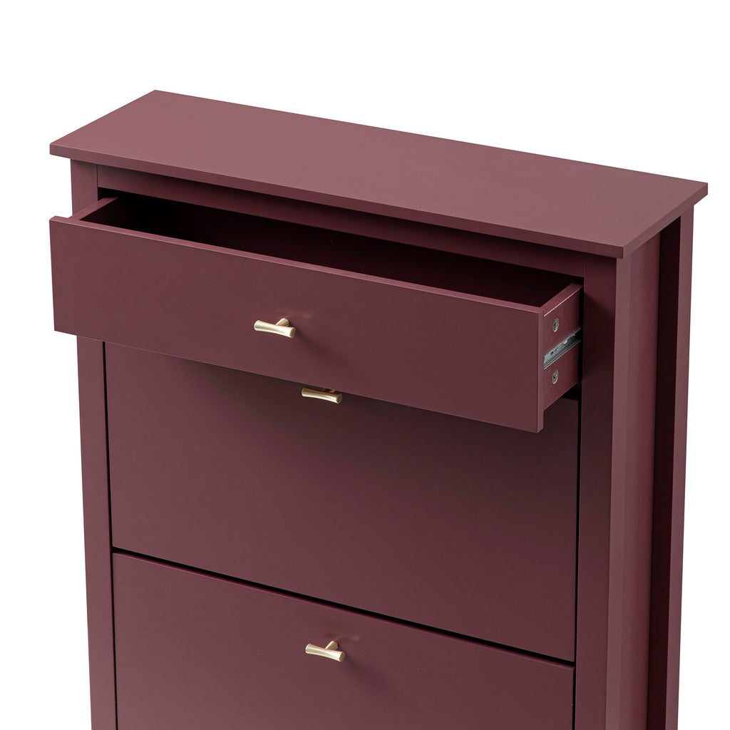 Oakham 2-Tier Shoe Cabinet with Top Drawer, Wild Cherry