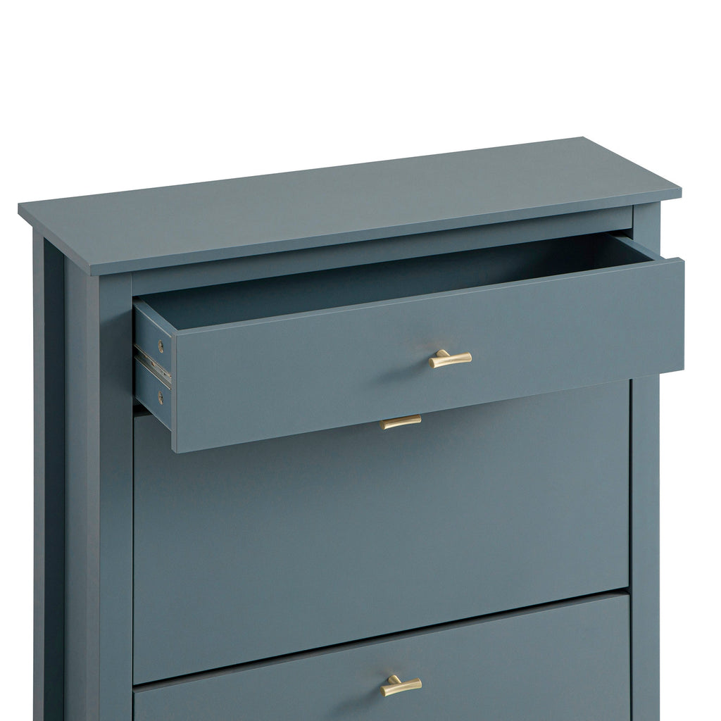 Oakham 2-Tier Shoe Cabinet with Top Drawer, Stormy Blue