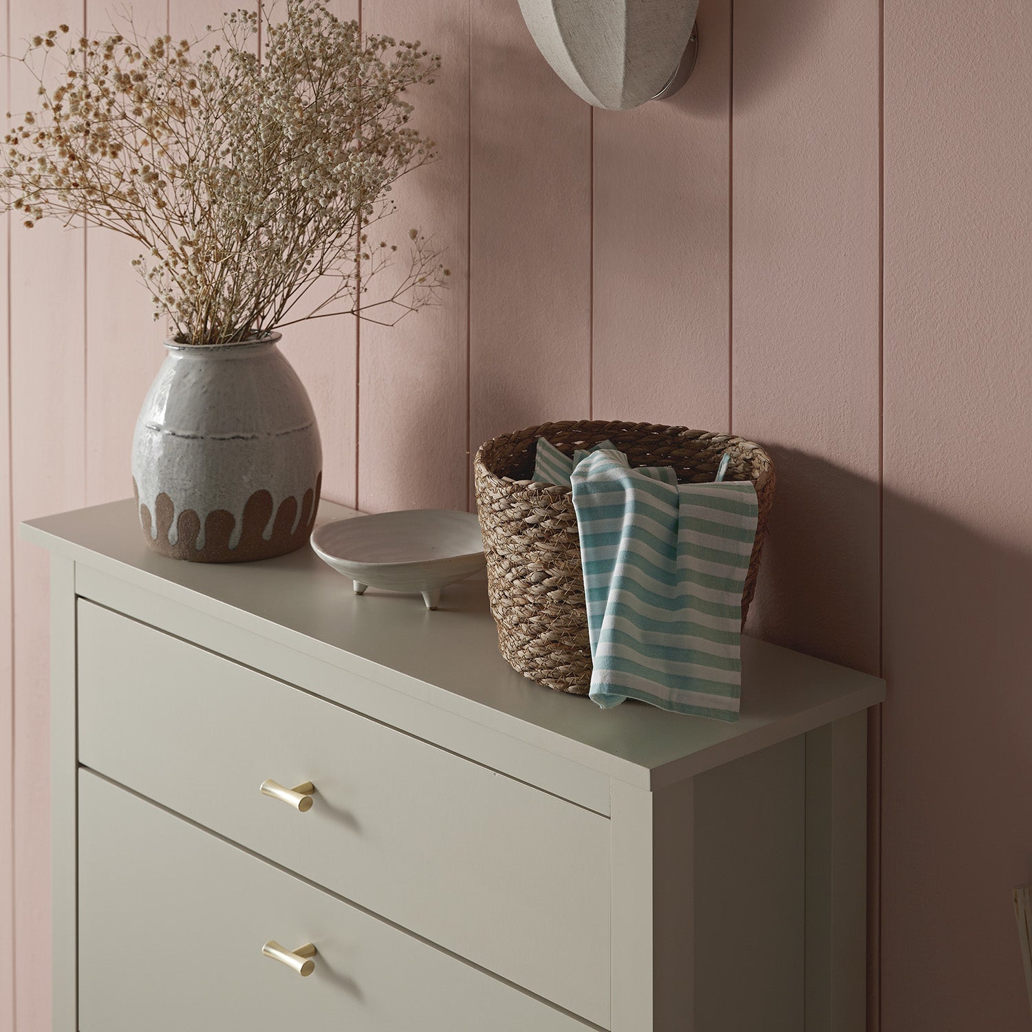 Oakham 2-Tier Shoe Cabinet with Top Drawer, Shaded White