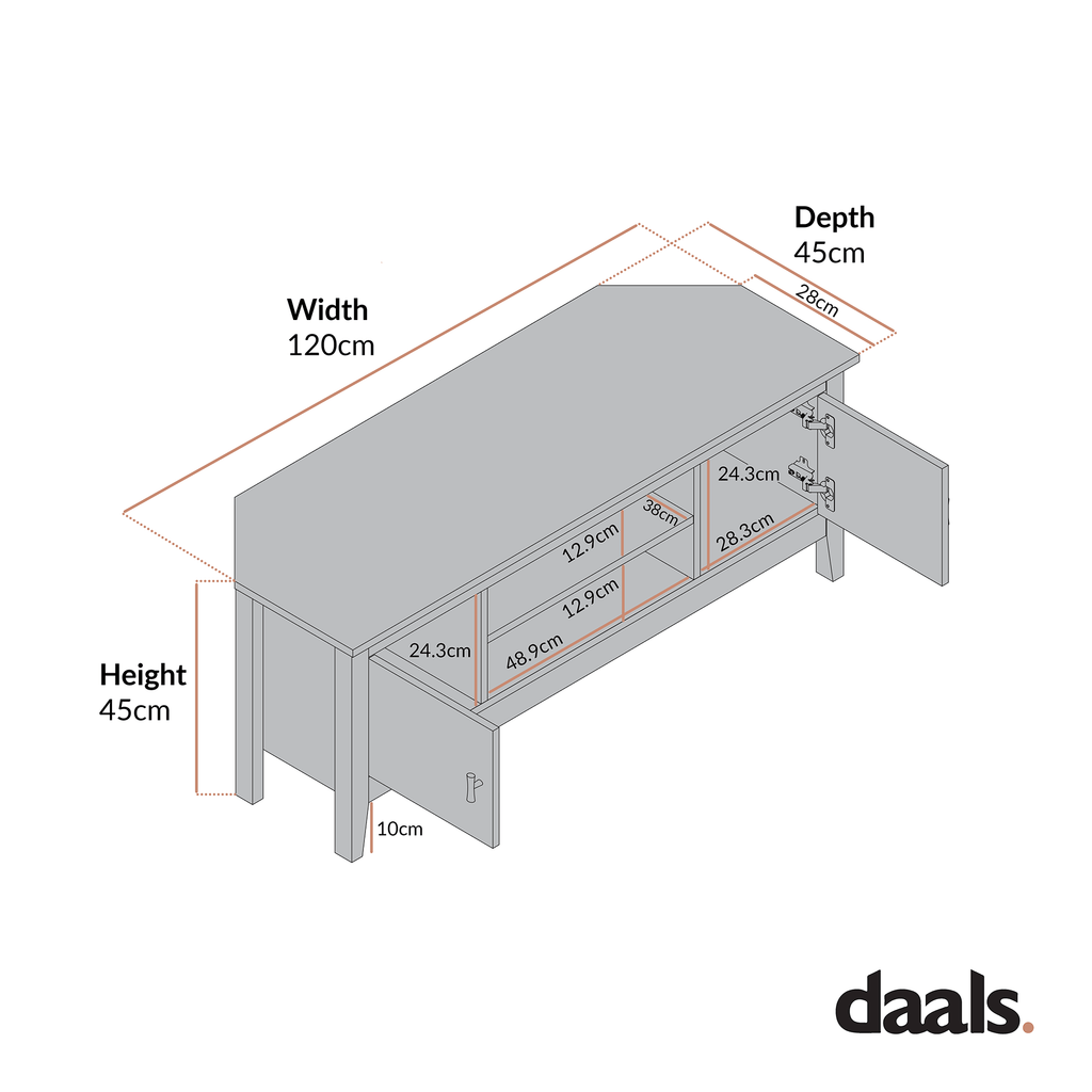 Oakham 120cm Corner TV Unit, Desert Sage