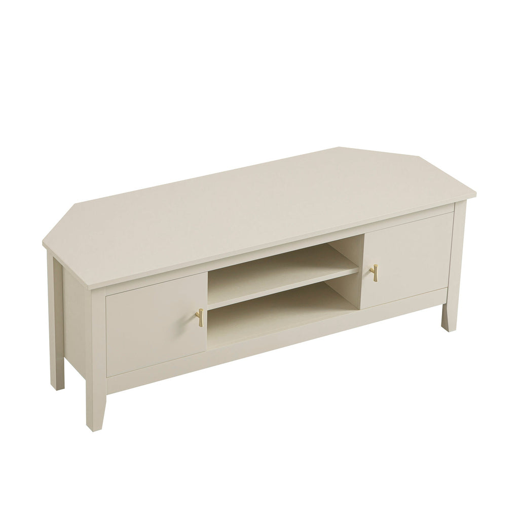 Oakham 120cm Corner TV Unit, Shaded White
