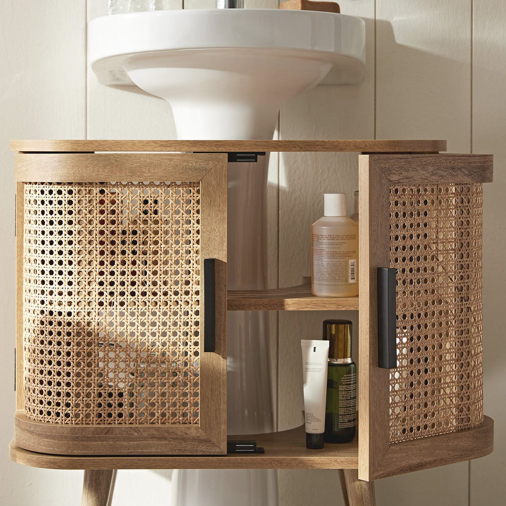 Izzy Curved Rattan Undersink Unit, Natural