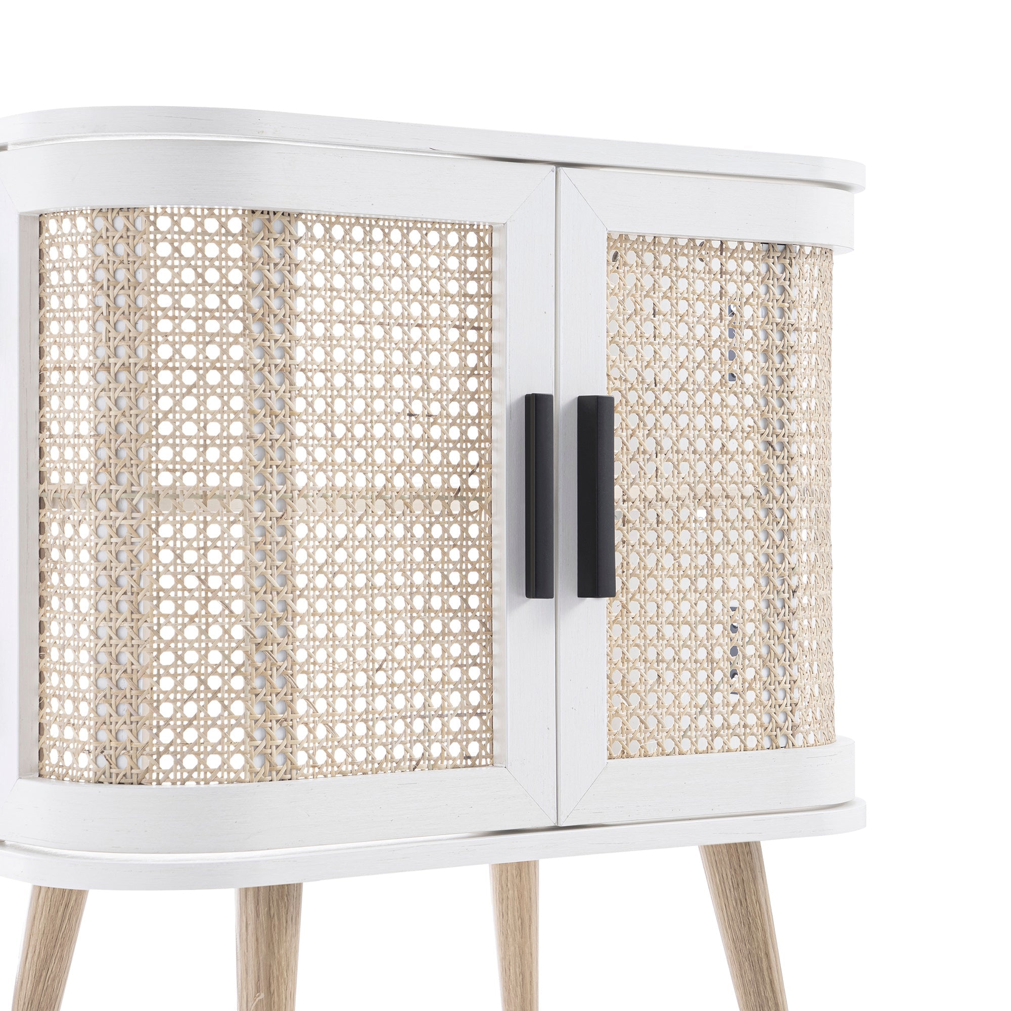 Izzy Curved Rattan Undersink Unit, White