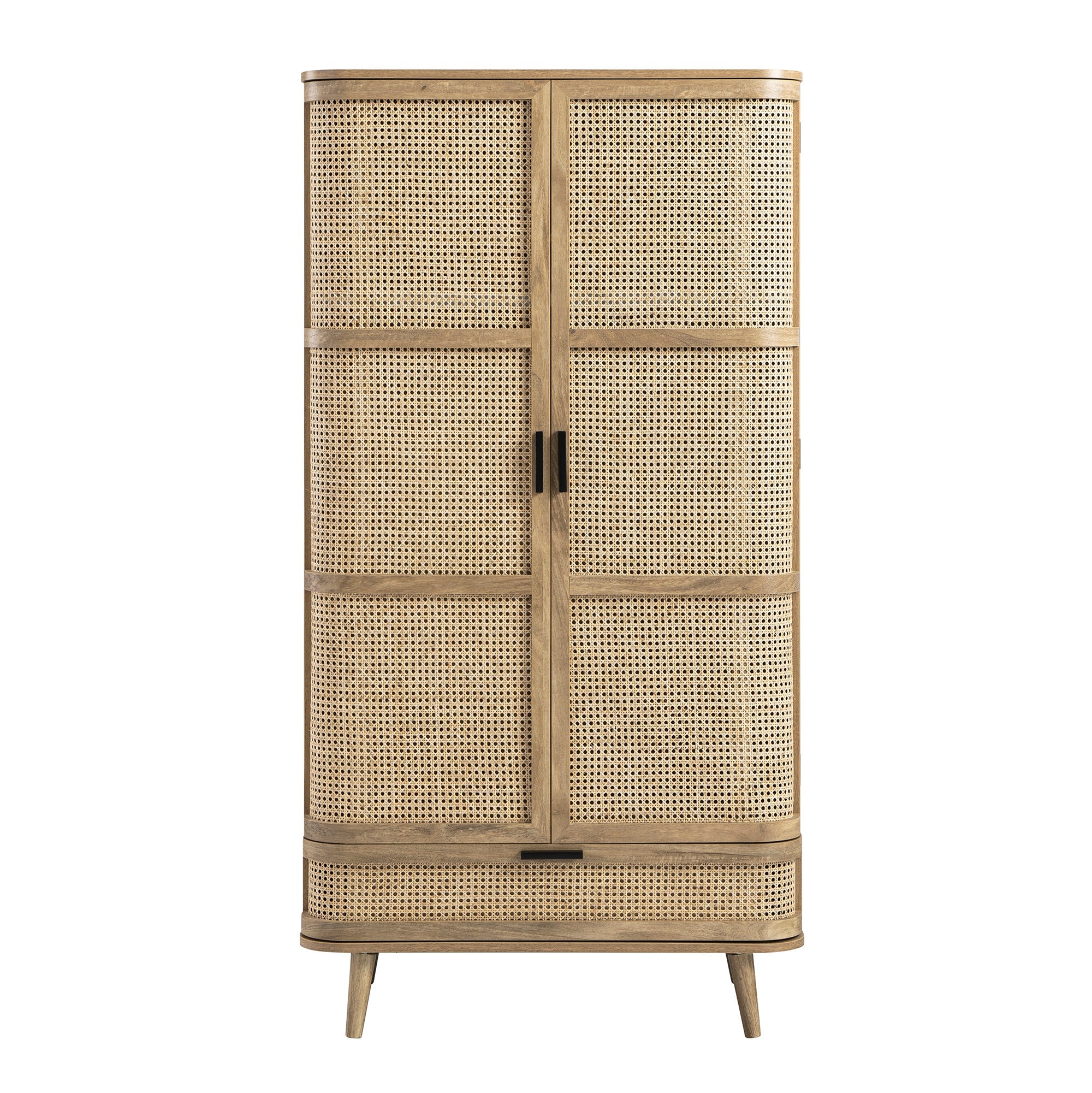 Izzy Curved Rattan Double Wardrobe, Natural