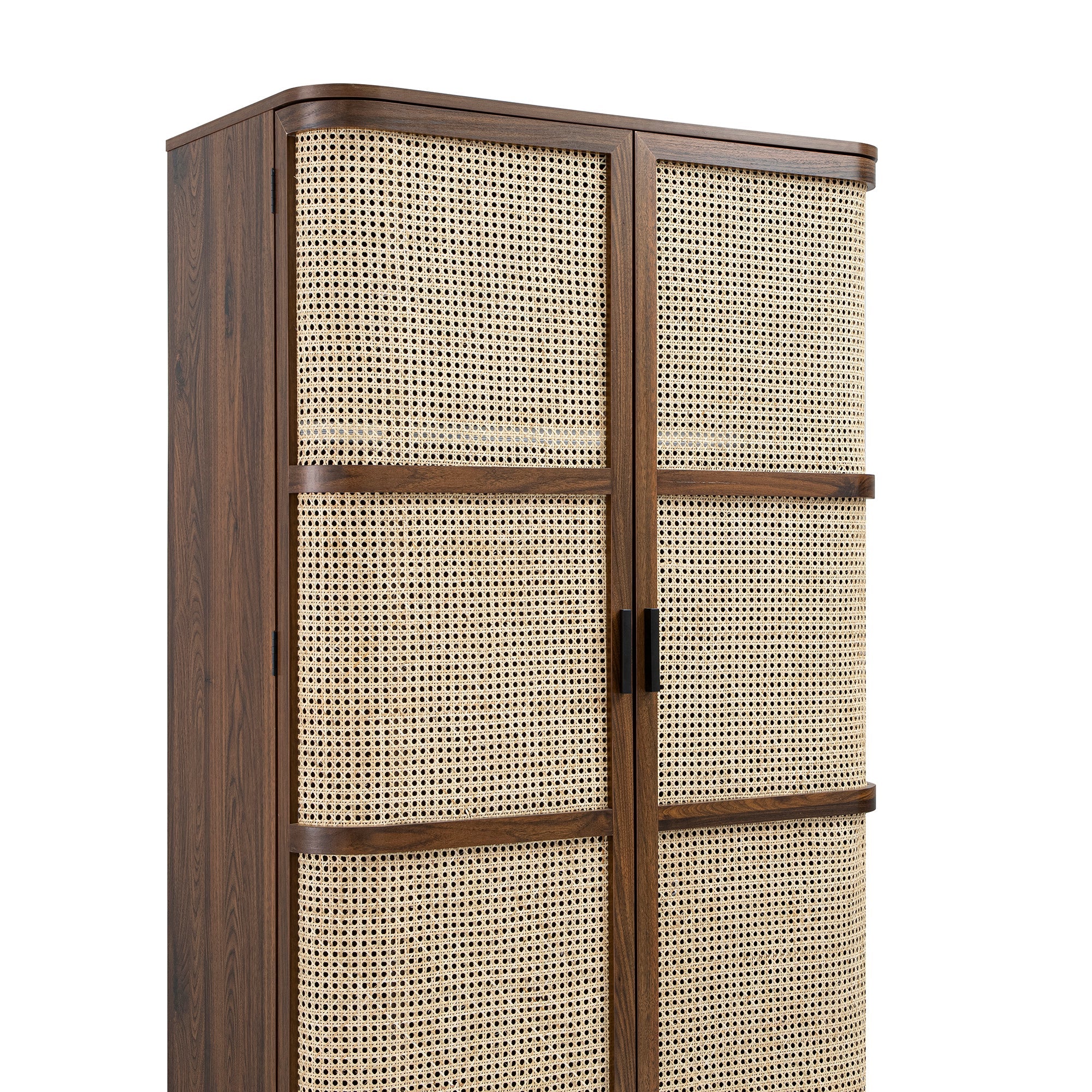 Izzy Curved Rattan Double Wardrobe, Walnut