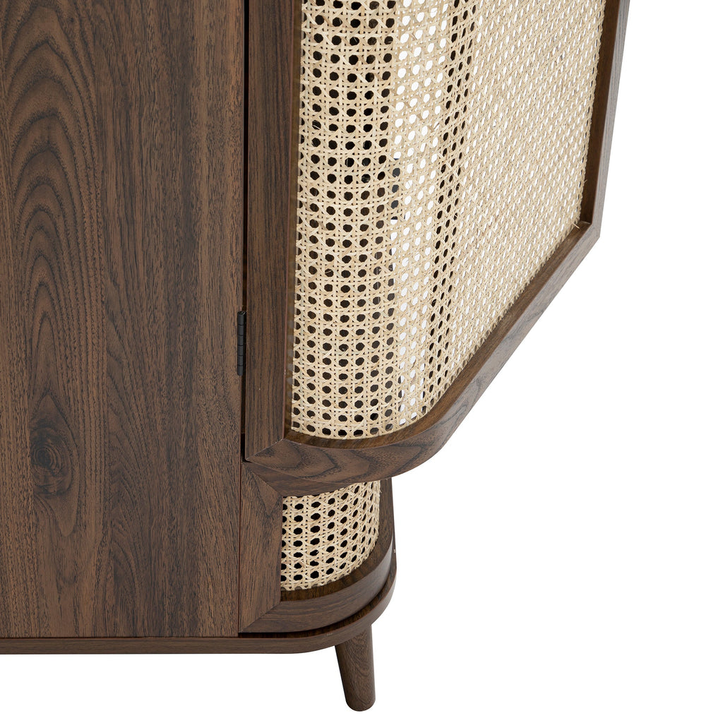 Izzy Curved Rattan Double Wardrobe, Walnut
