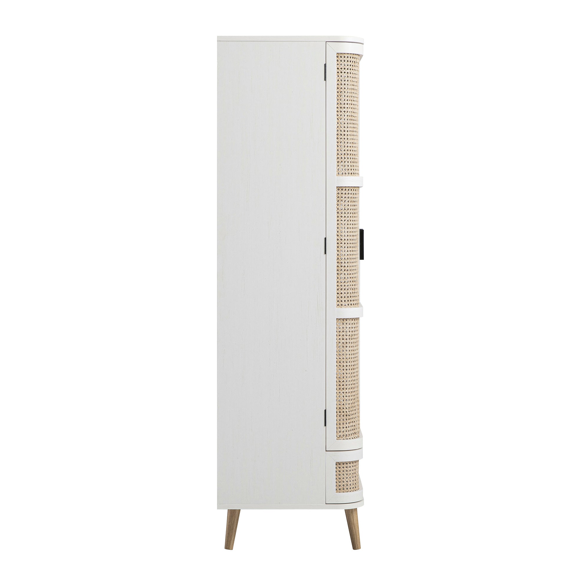 Izzy Curved Rattan Double Wardrobe, White