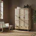 Izzy Curved Rattan Triple Wardrobe, Natural