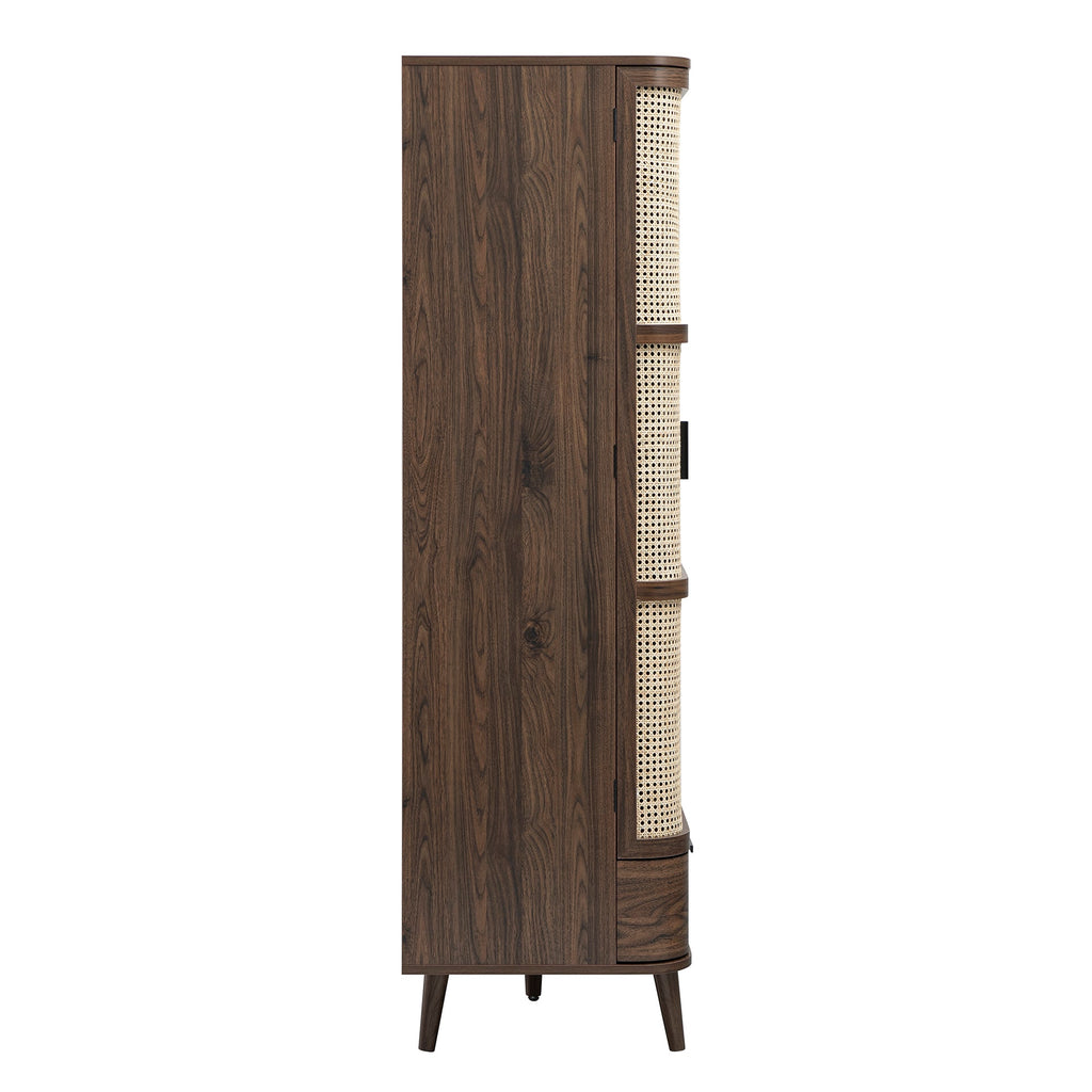 Izzy Curved Rattan Triple Wardrobe, Walnut