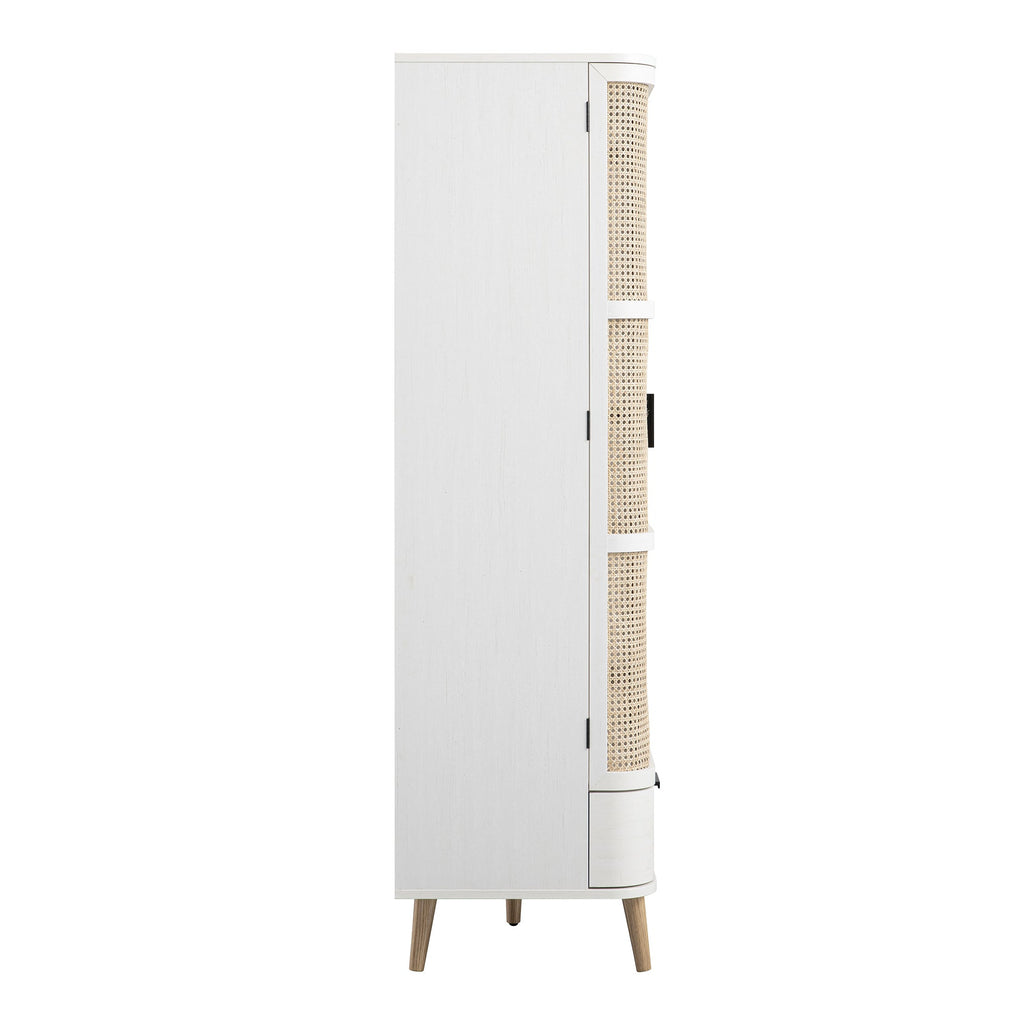Izzy Curved Rattan Triple Wardrobe, White