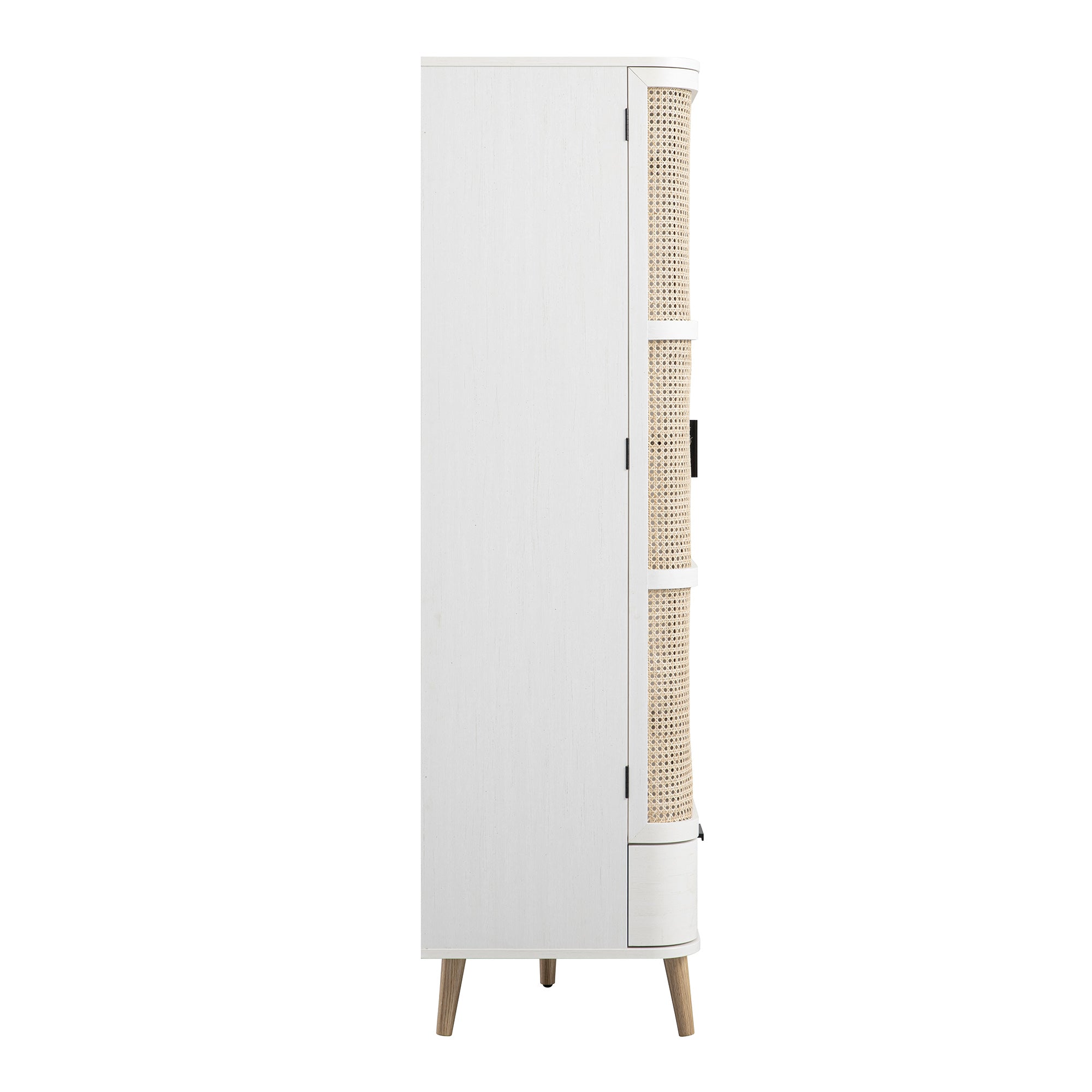 Izzy Curved Rattan Triple Wardrobe, White