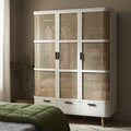 Izzy Curved Rattan Triple Wardrobe, White