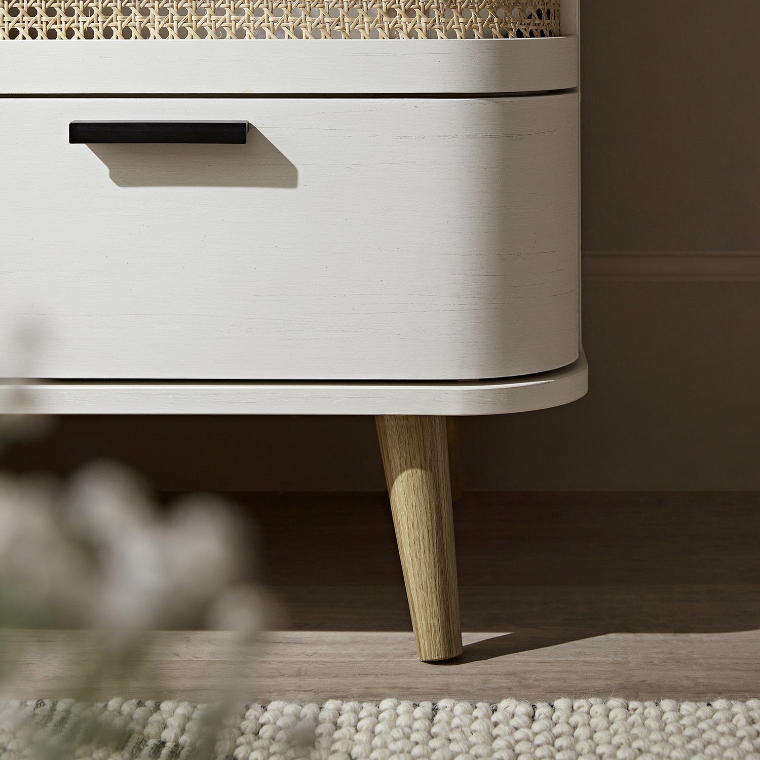 Izzy Curved Rattan Triple Wardrobe, White