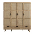 Izzy Curved Rattan 4-Door Wardrobe, Natural