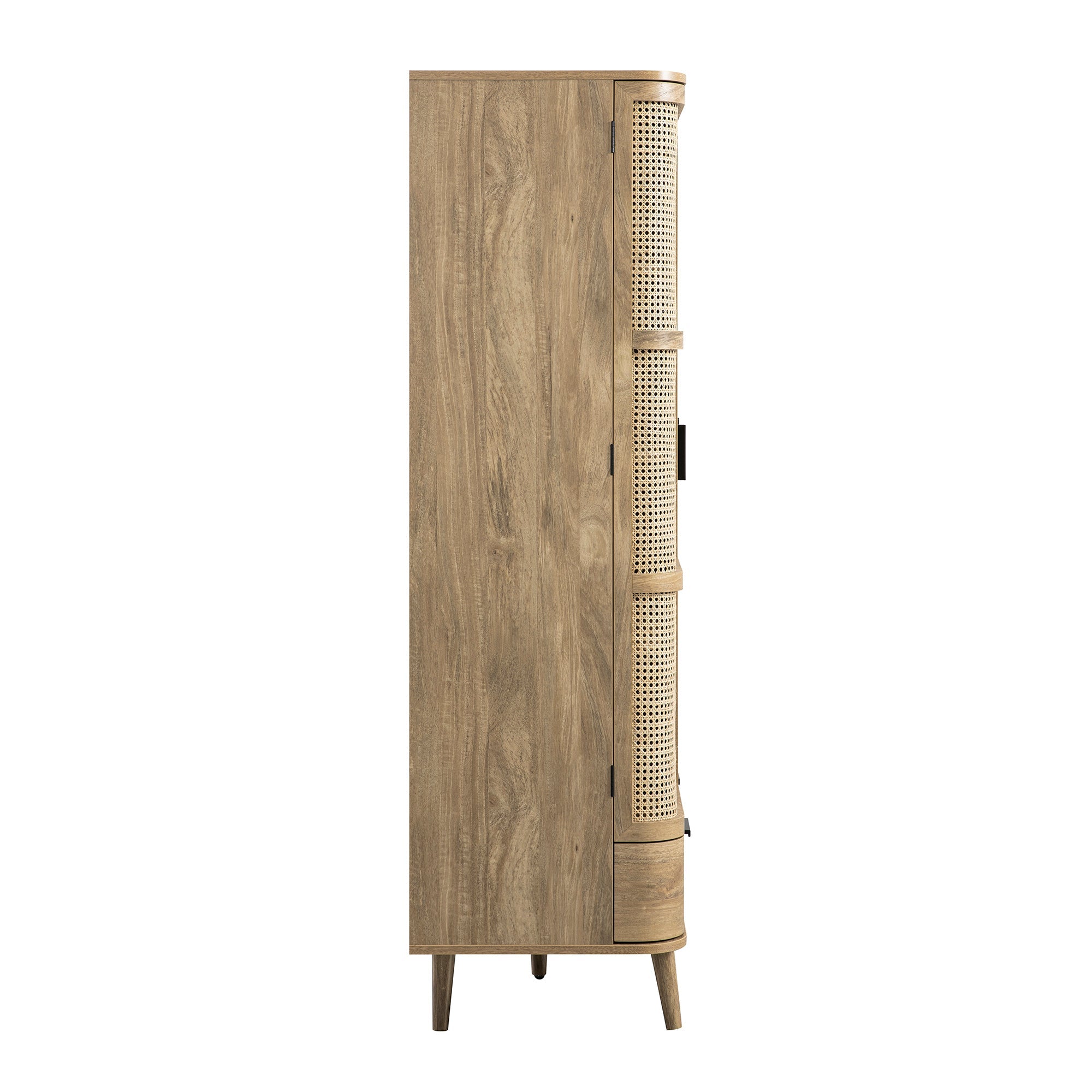 Izzy Curved Rattan 4-Door Wardrobe, Natural