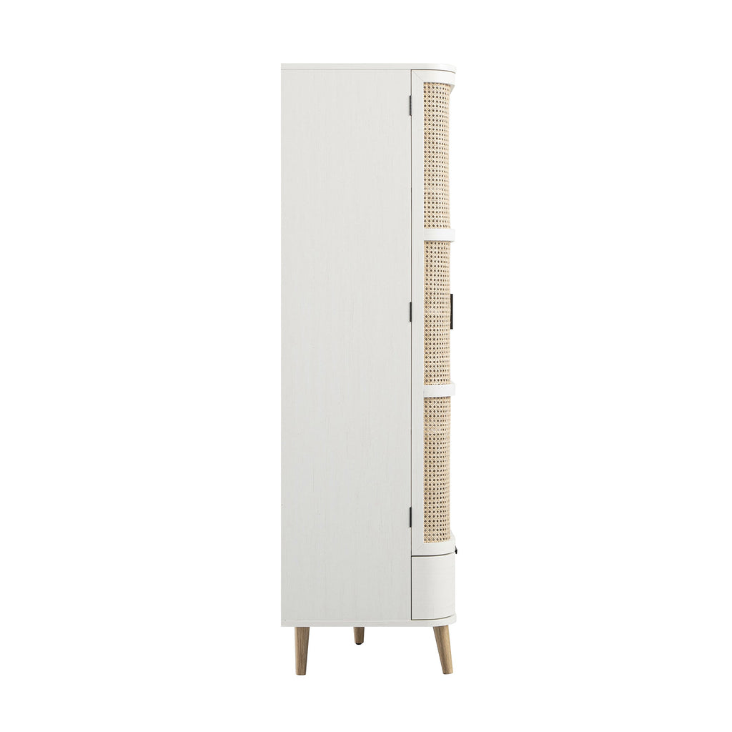 Izzy Curved Rattan 4-Door Wardrobe, White
