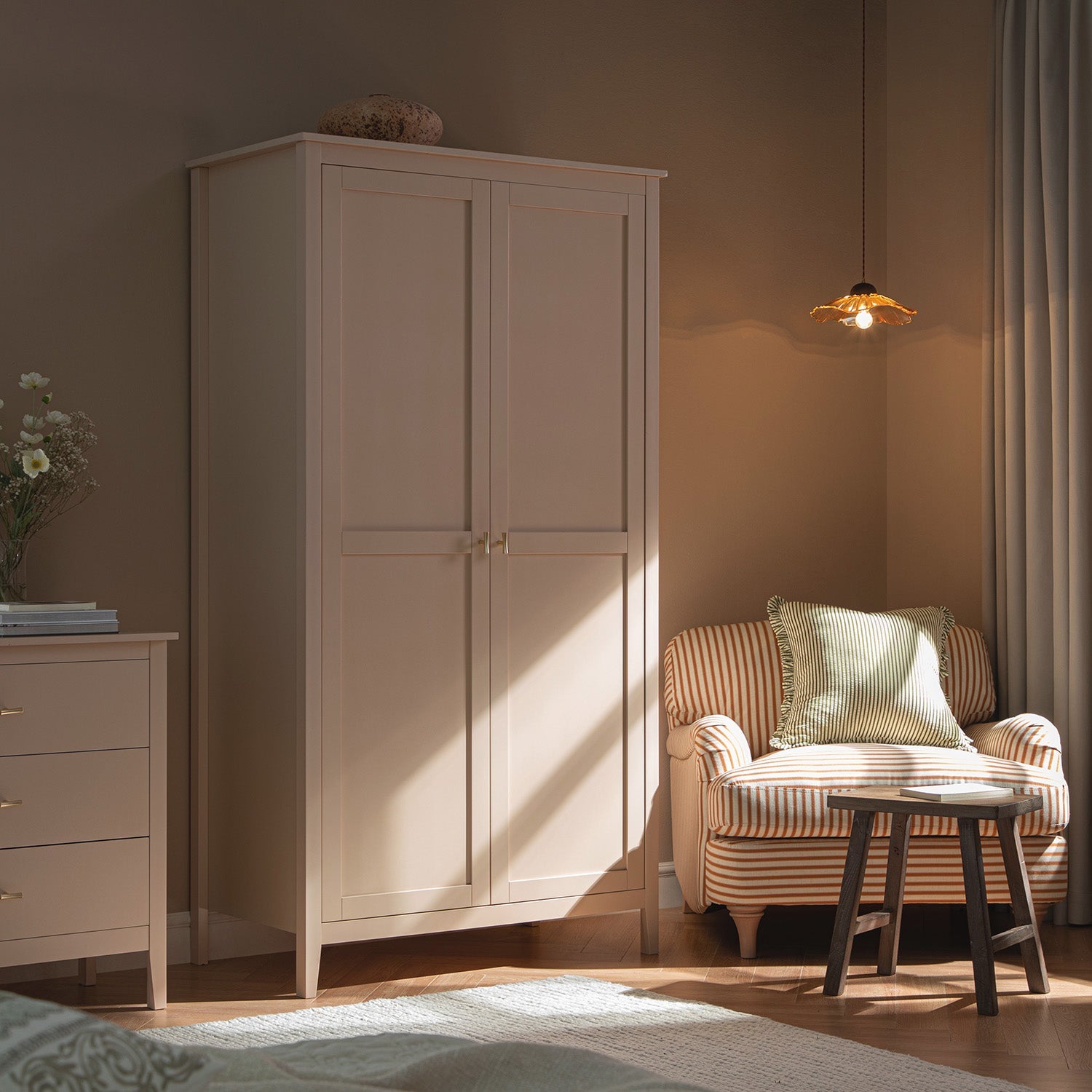 Oakham Double Wardrobe, Nude Pink