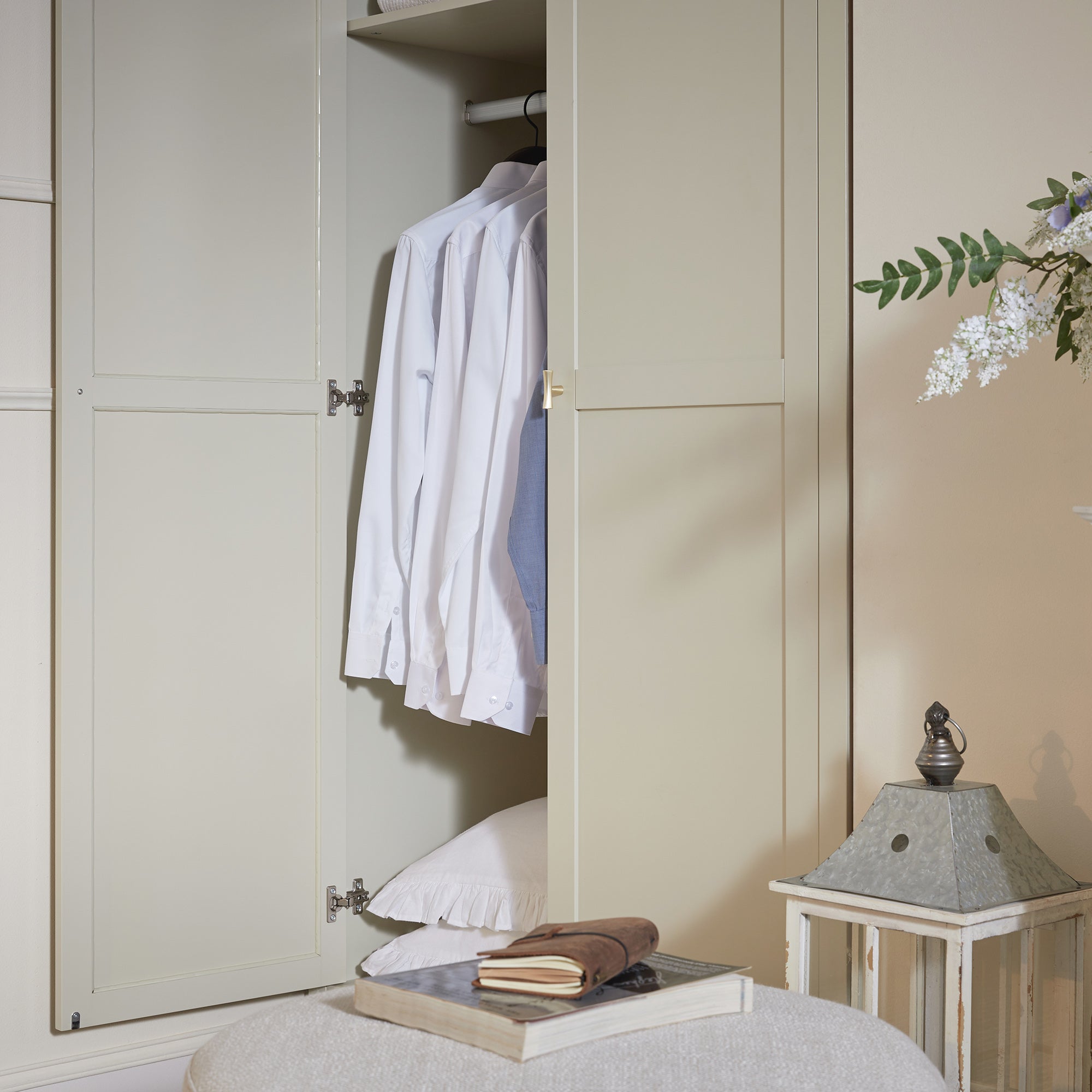 Oakham Double Wardrobe, Shaded White