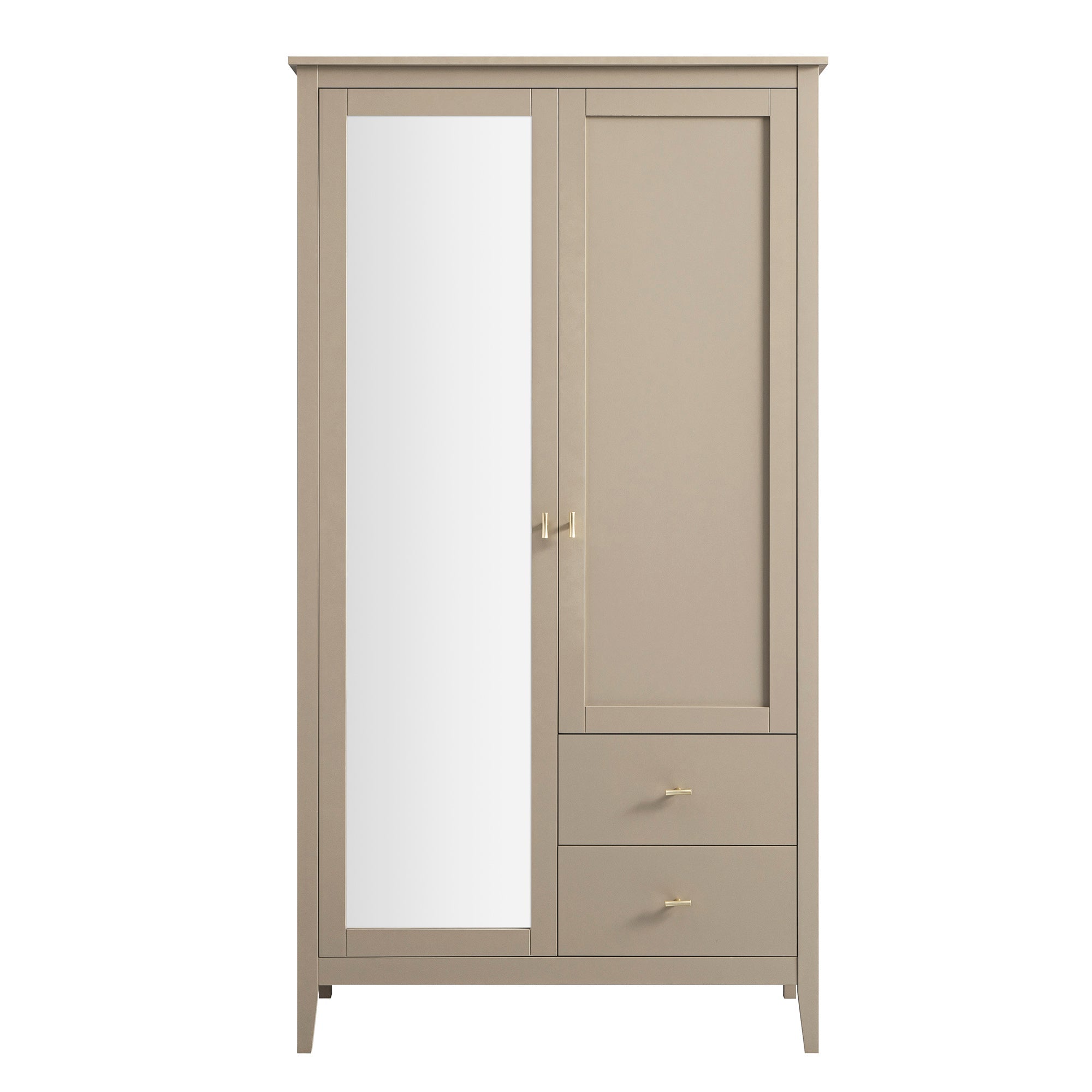 Oakham Mirrored Double Wardrobe, Deep Greige