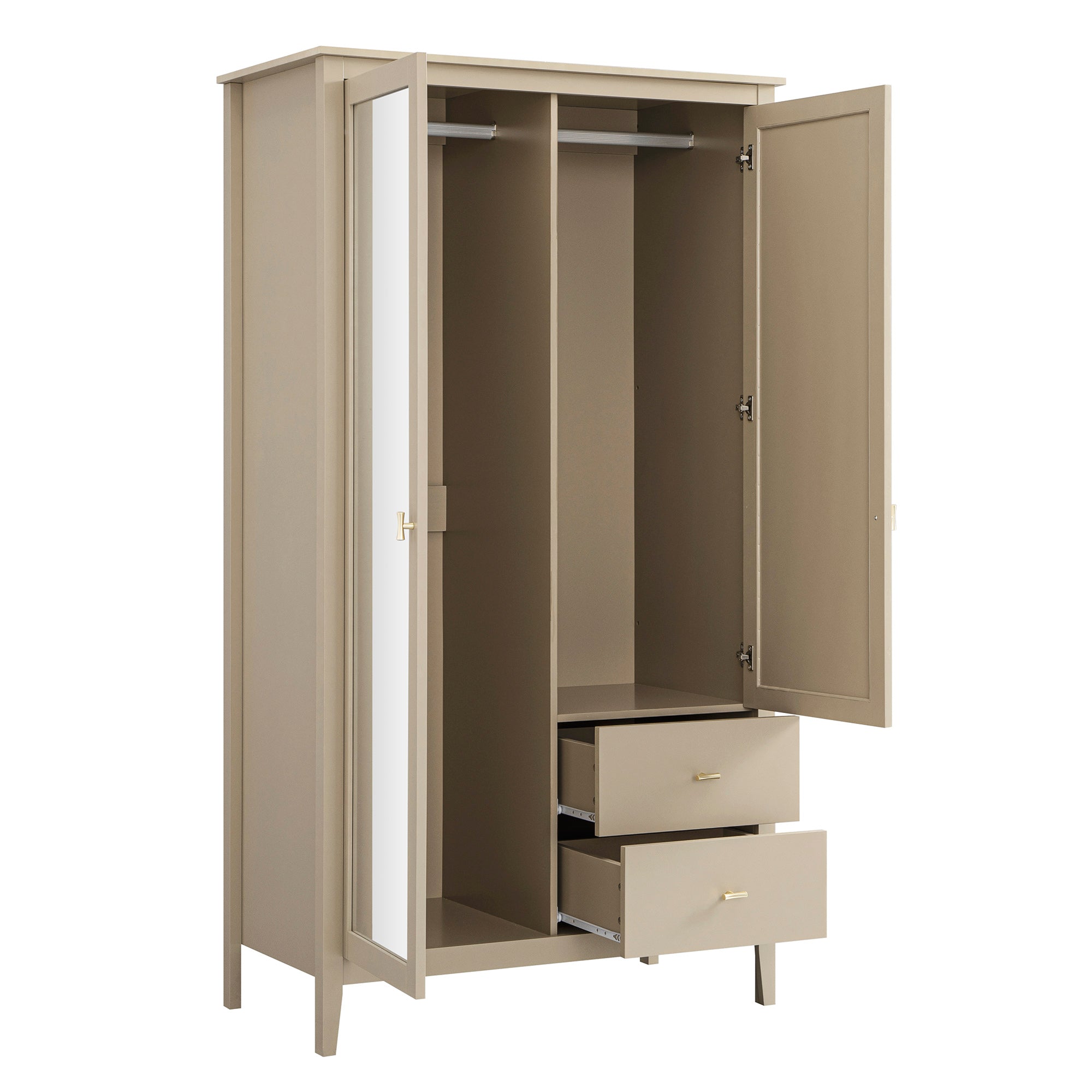 Oakham Mirrored Double Wardrobe, Deep Greige