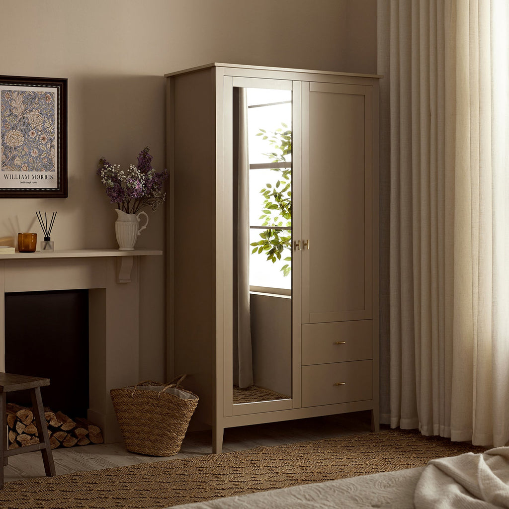 Oakham Mirrored Double Wardrobe, Deep Greige