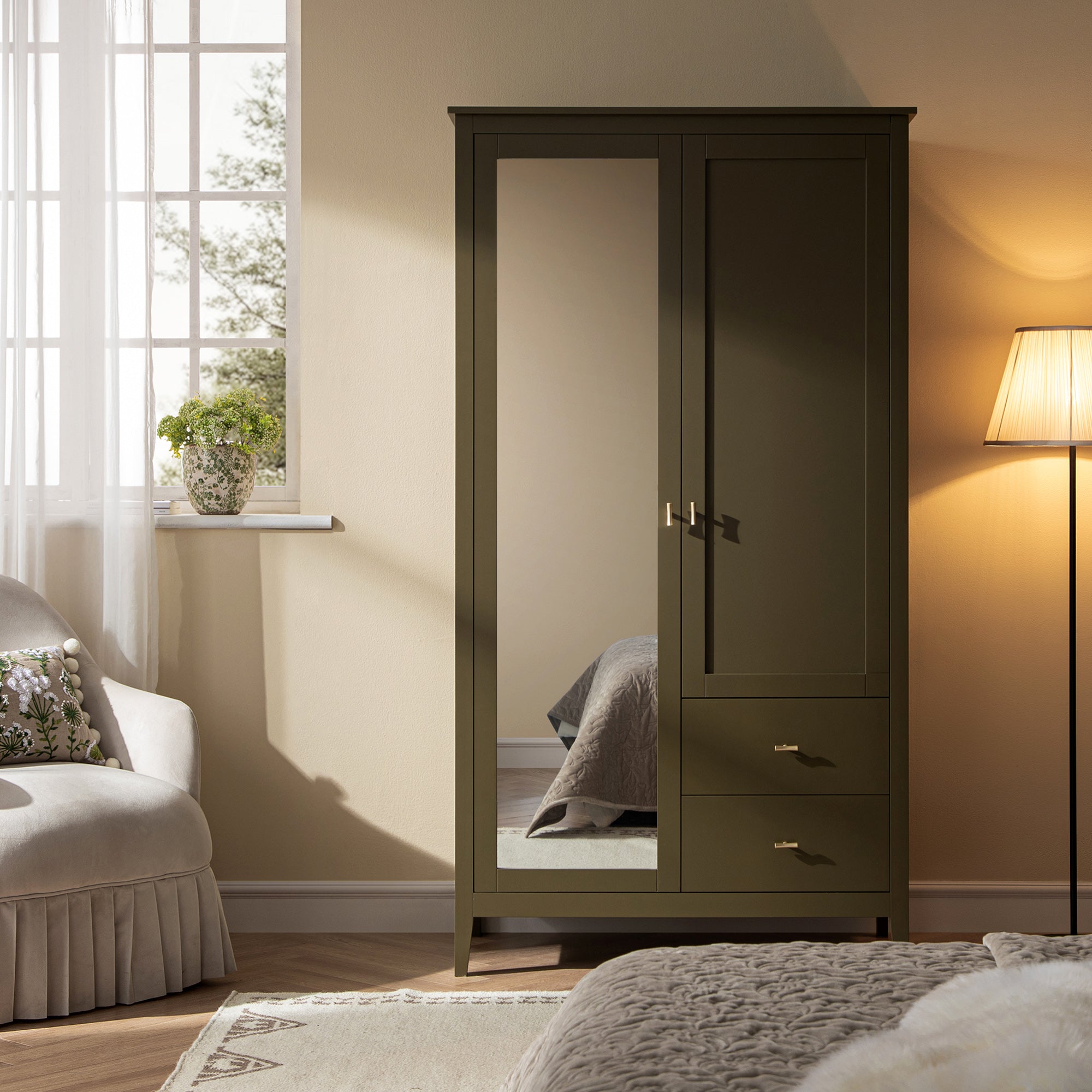Oakham Mirrored Double Wardrobe, Olive Grove