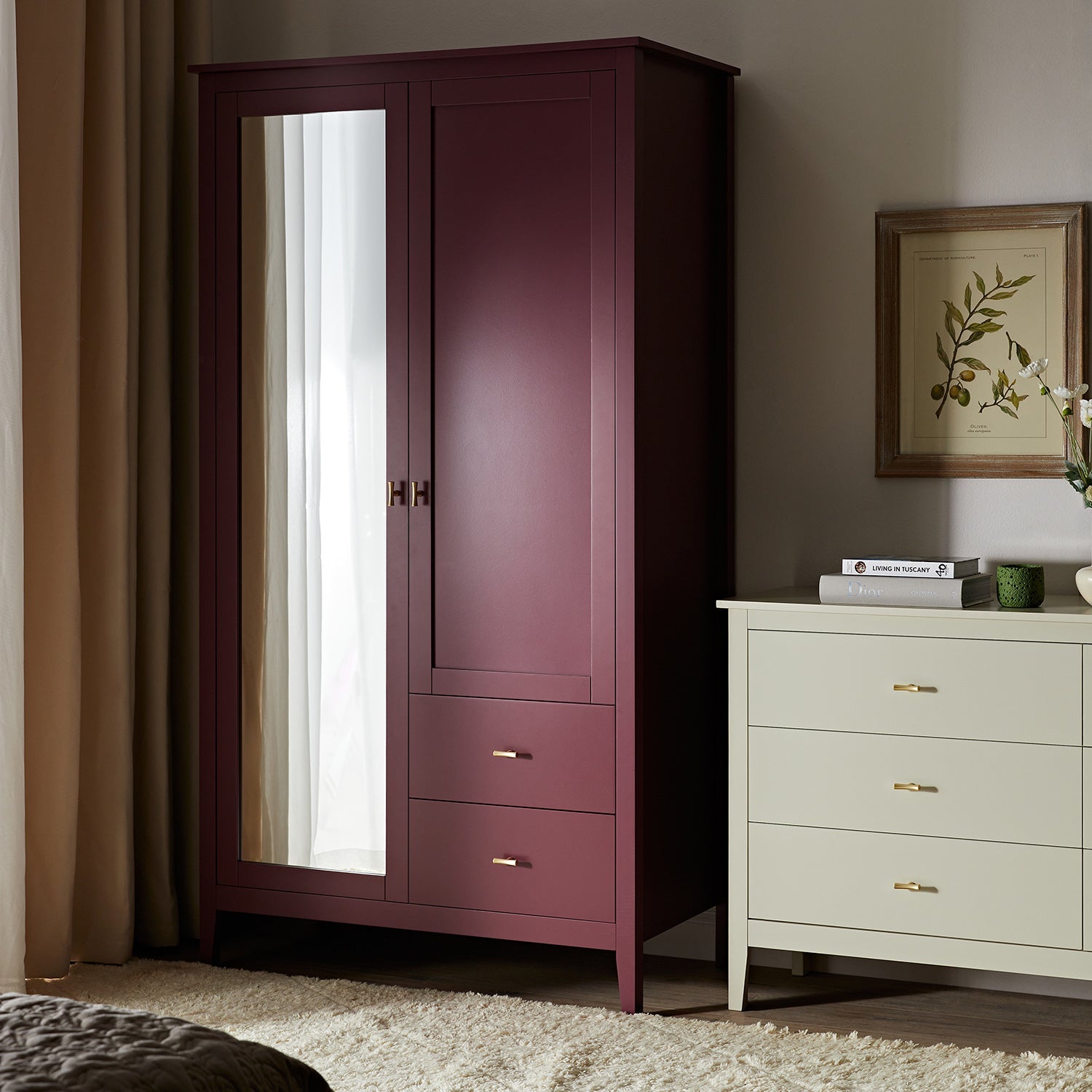 Oakham Mirrored Double Wardrobe, Wild Cherry
