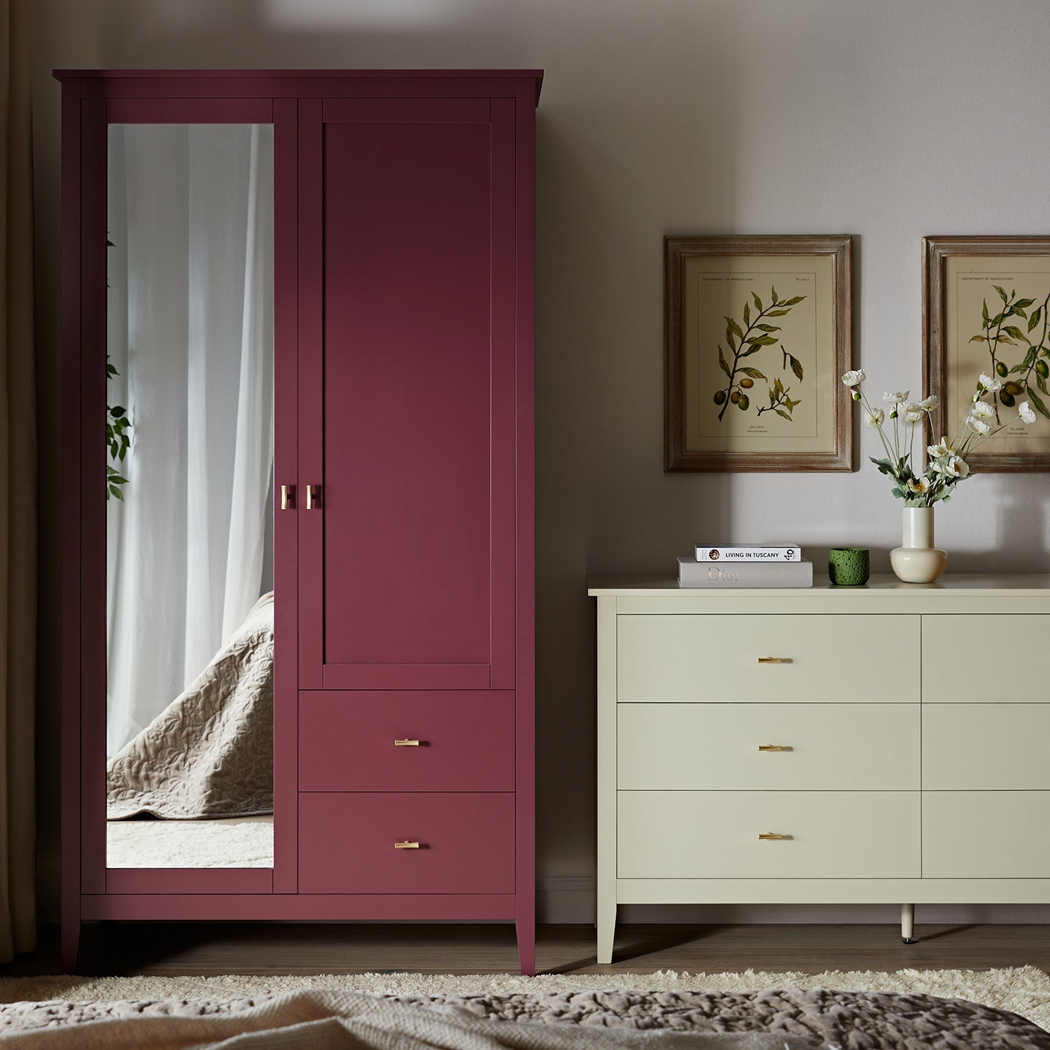 Oakham Mirrored Double Wardrobe, Wild Cherry