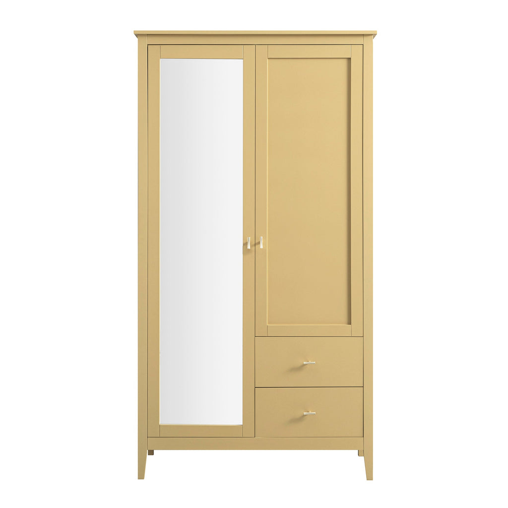 Oakham Mirrored Double Wardrobe, Rattan Yellow