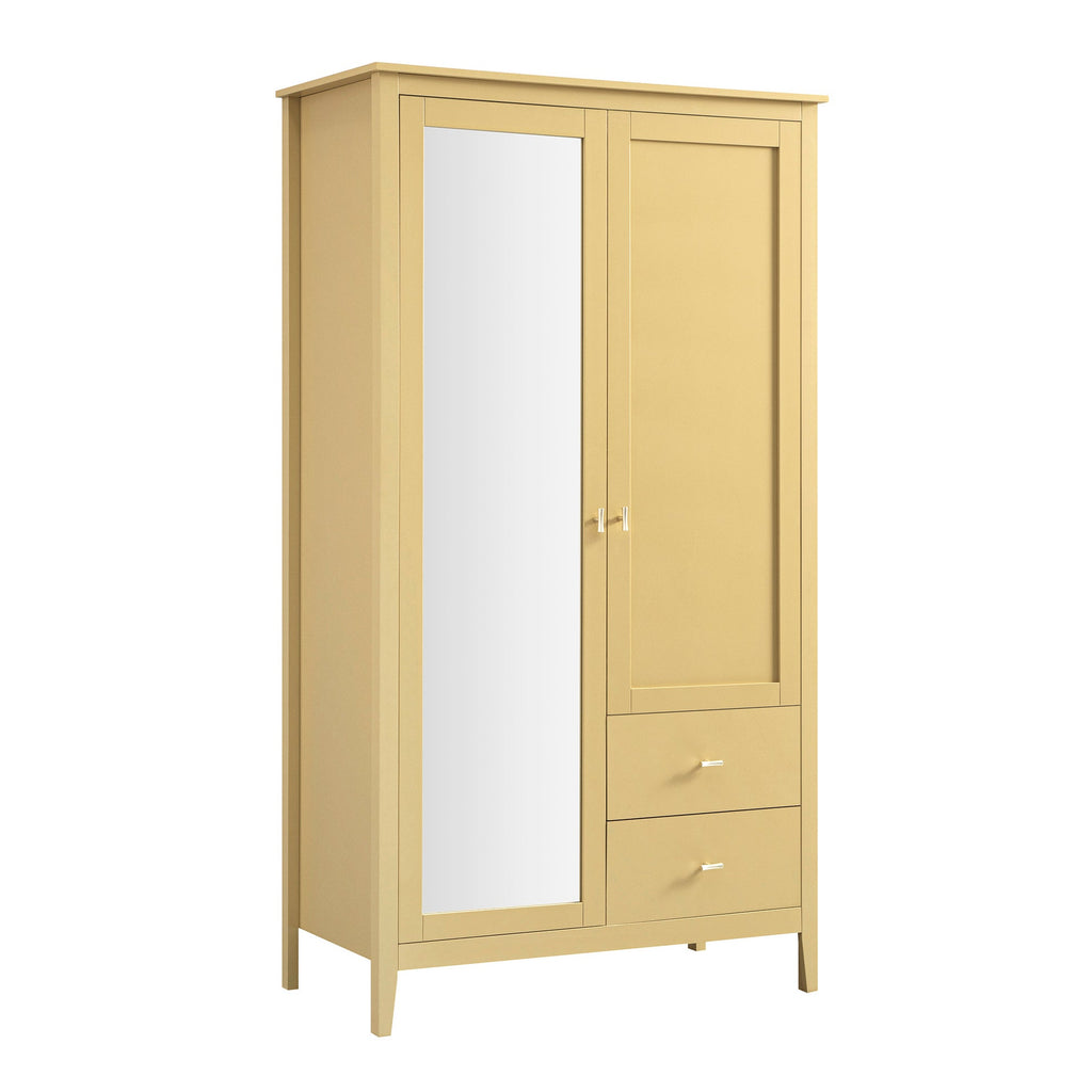 Oakham Mirrored Double Wardrobe, Rattan Yellow