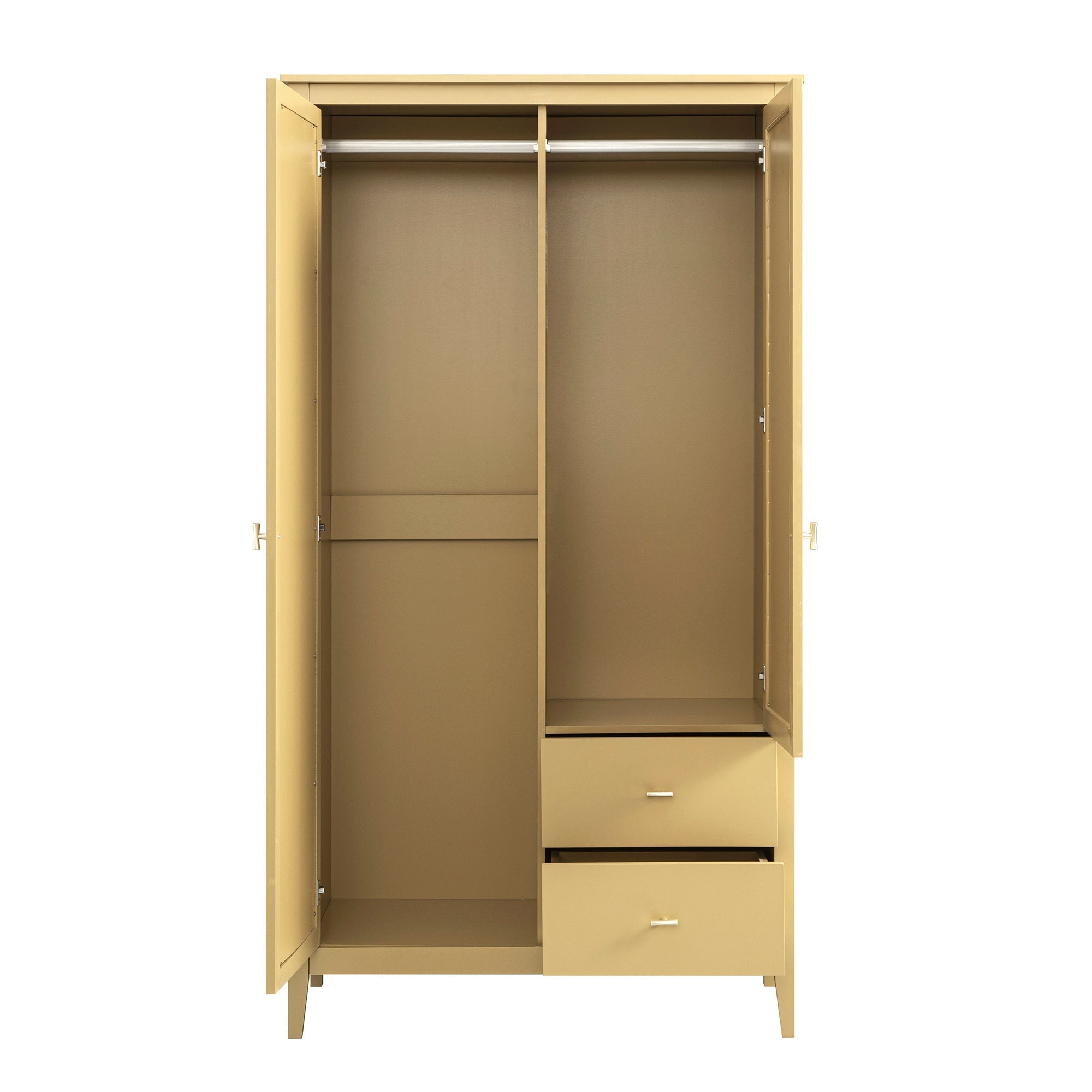 Oakham Mirrored Double Wardrobe, Rattan Yellow