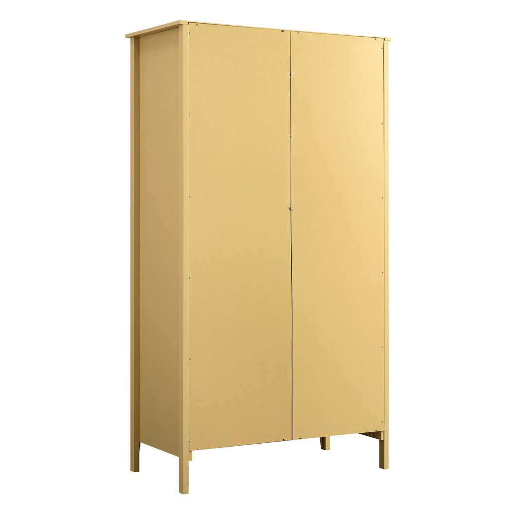 Oakham Mirrored Double Wardrobe, Rattan Yellow