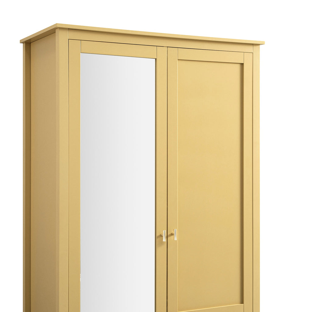 Oakham Mirrored Double Wardrobe, Rattan Yellow