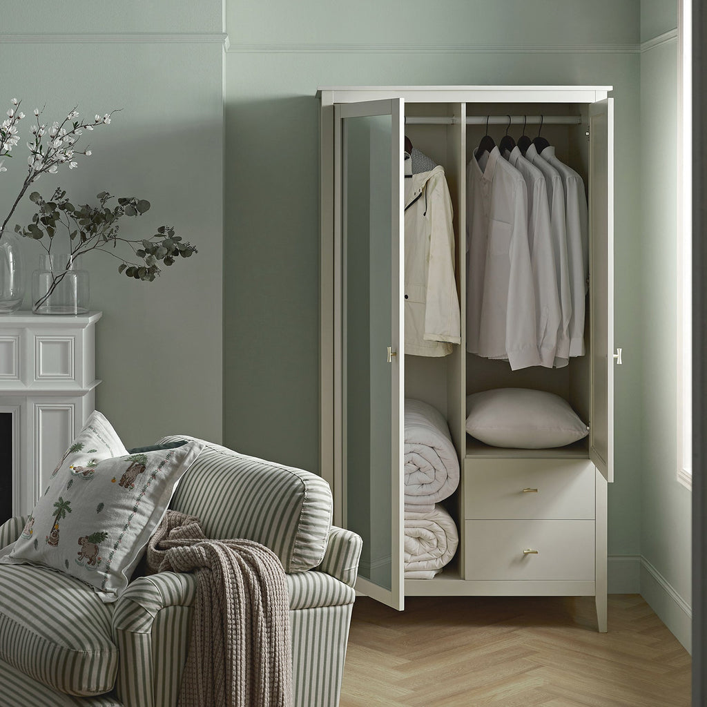 Oakham Mirrored Double Wardrobe, Shaded White