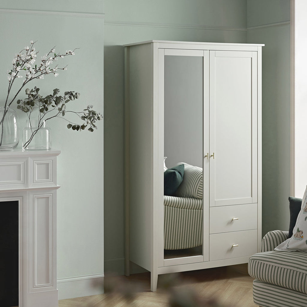 Oakham Mirrored Double Wardrobe, Shaded White