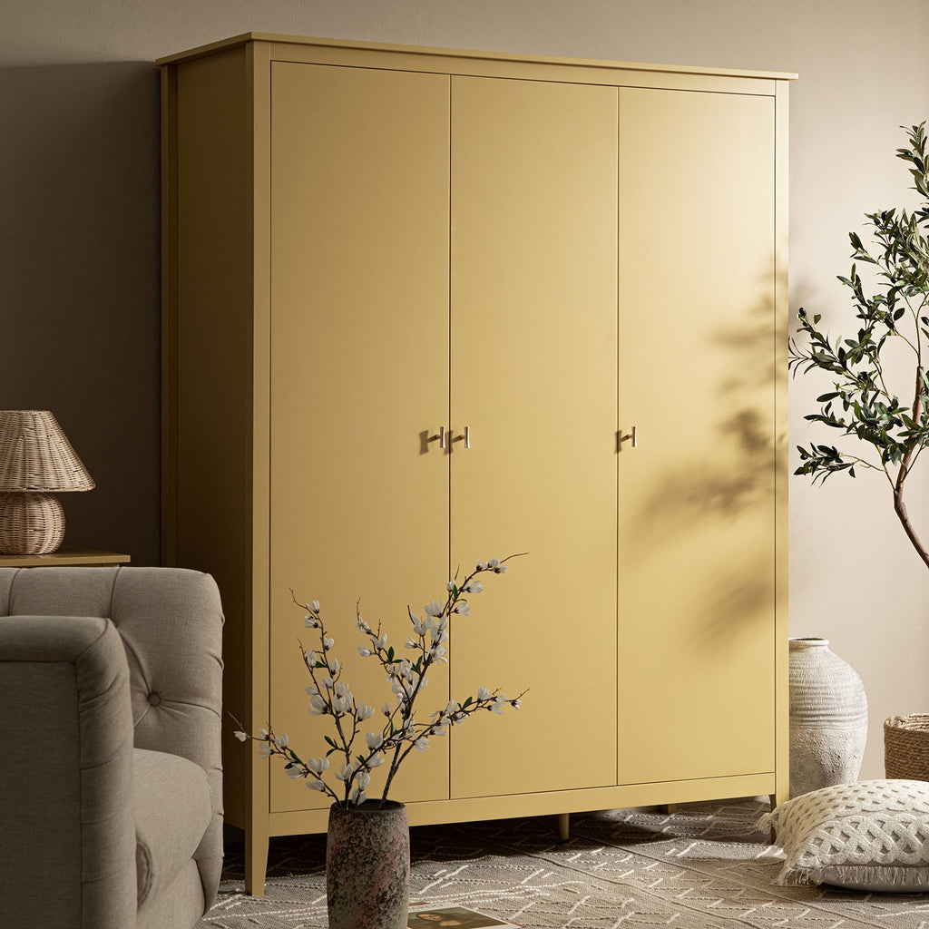 Oakham Triple Wardrobe, Rattan Yellow