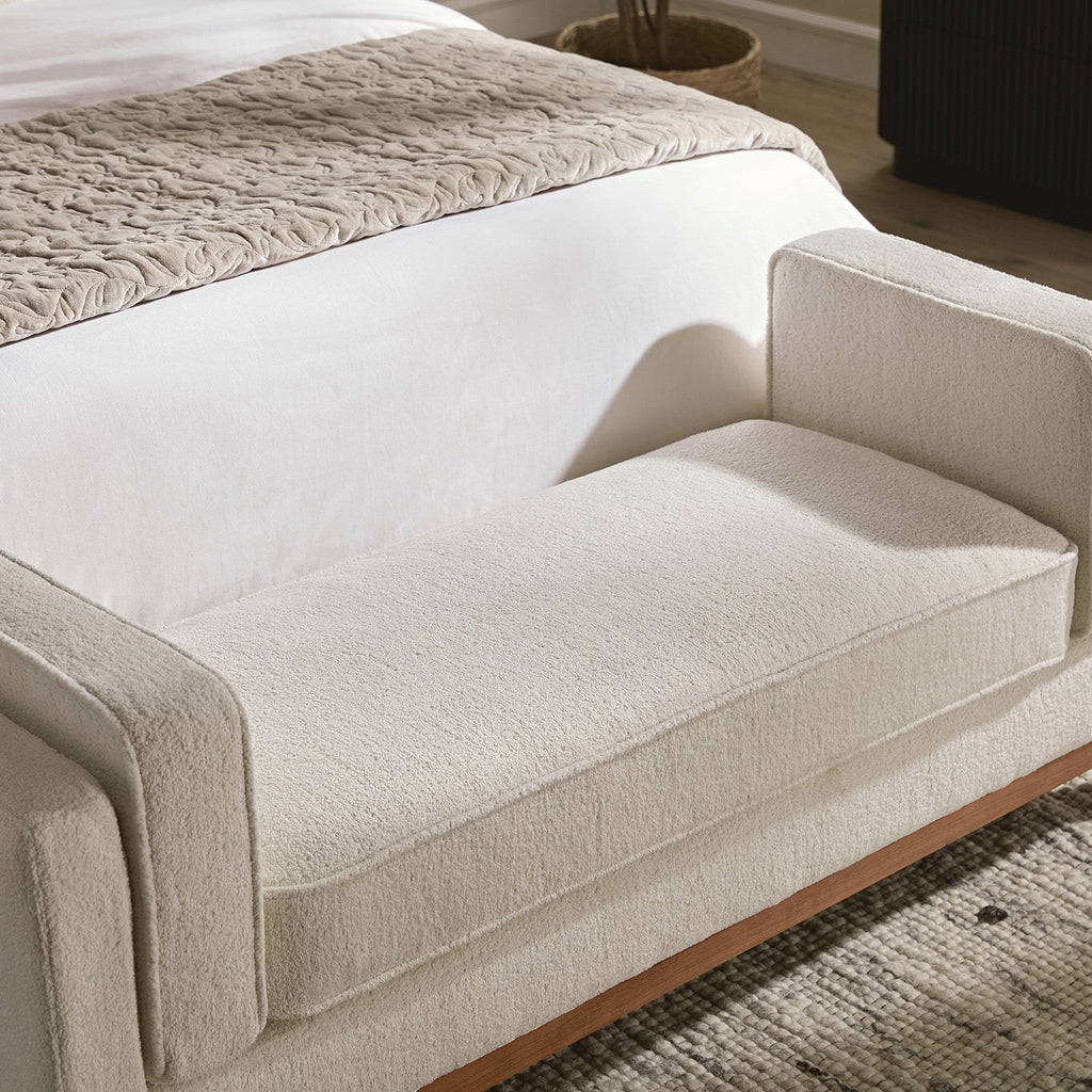 Dipley Beige Boucle Upholstered Bench