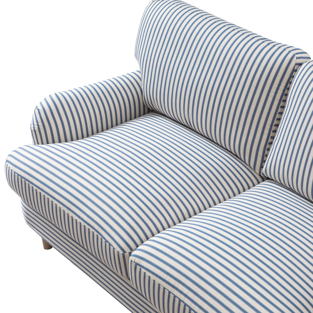 Daphnis Blue Striped Linen Blend Sofa, 2-Seater