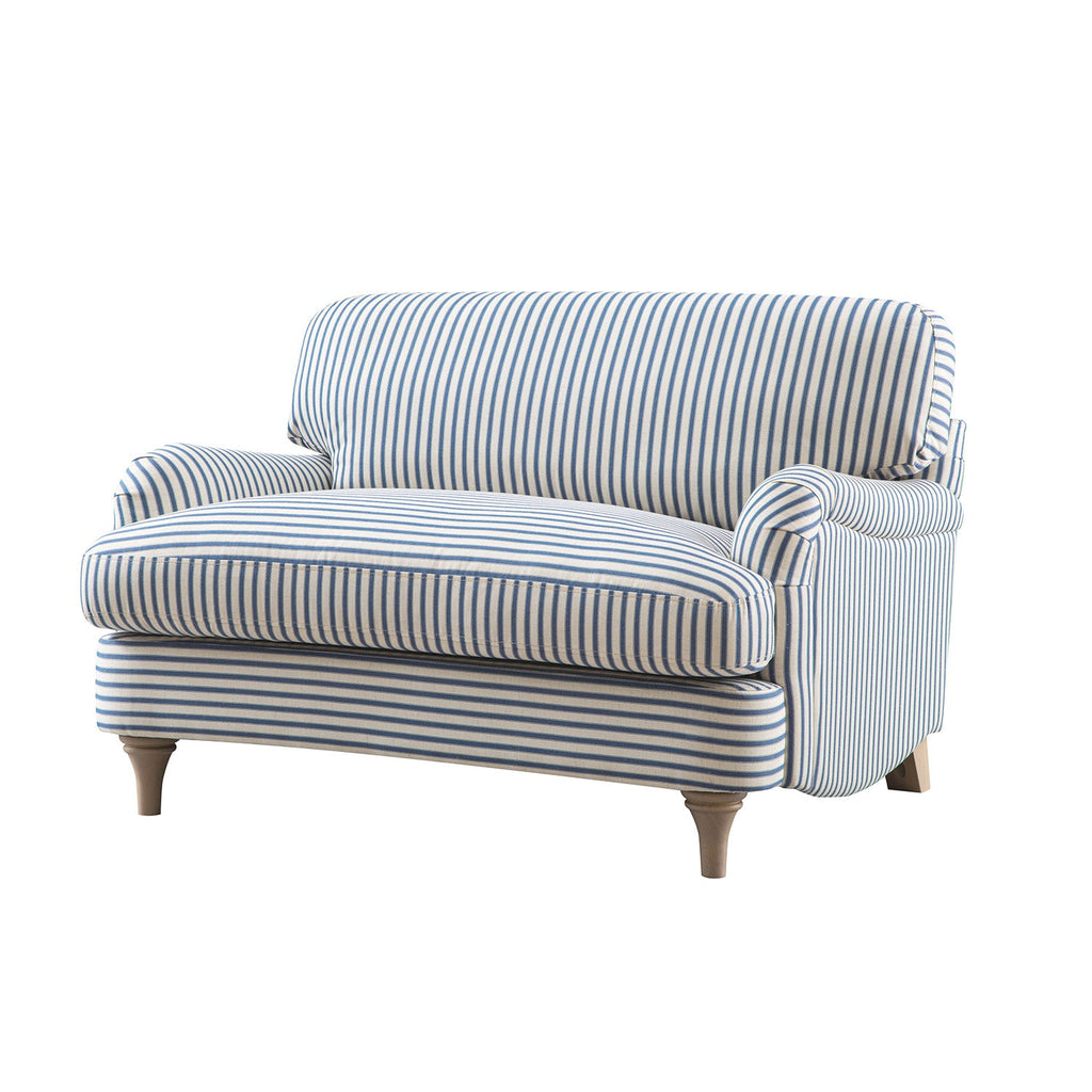 Daphnis Blue Striped Linen Blend Sofa, Loveseat