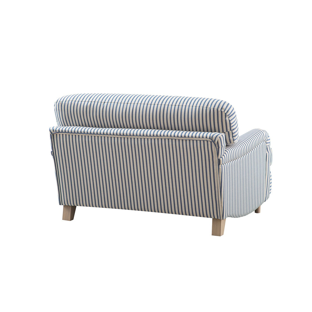Daphnis Blue Striped Linen Blend Sofa, Loveseat