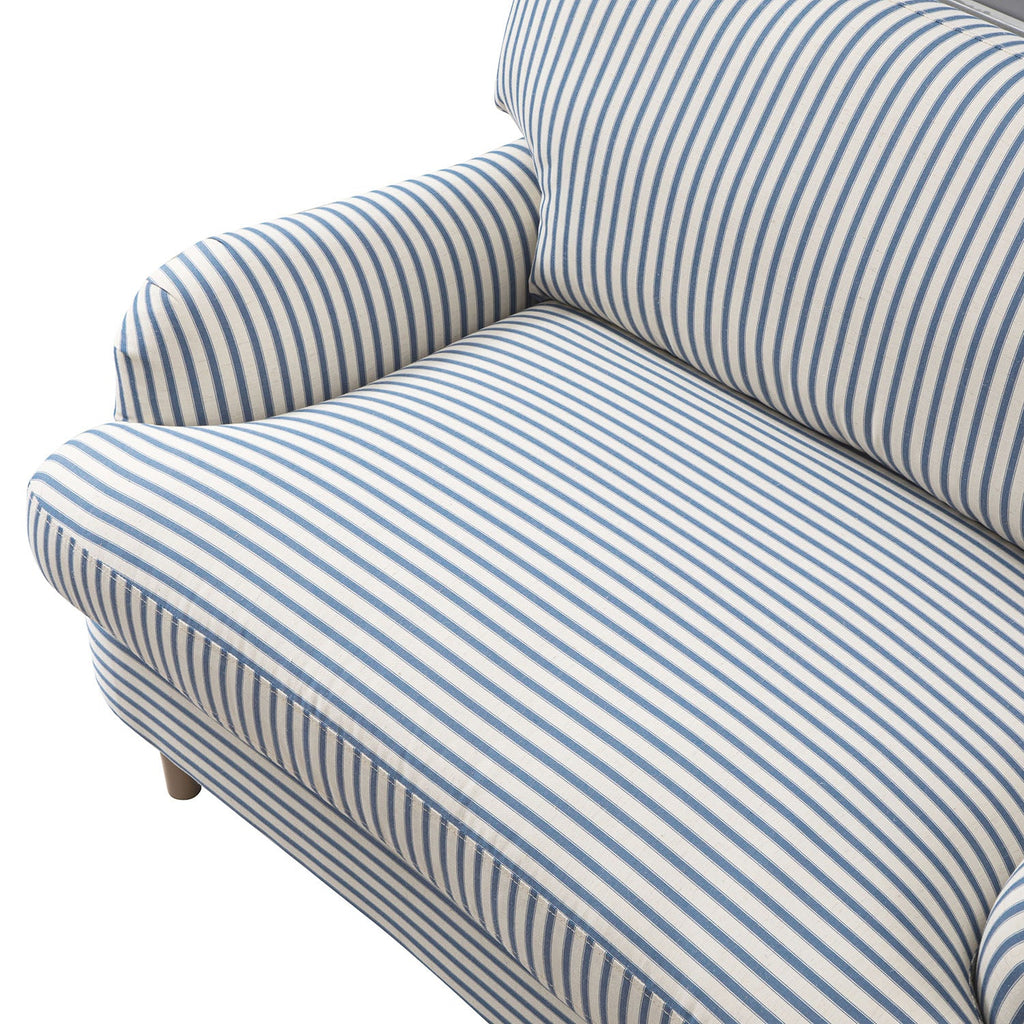 Daphnis Blue Striped Linen Blend Sofa, Loveseat